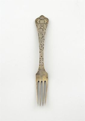 Appraisal: A th century continental silver-gilt Dog-nose fork marked to the