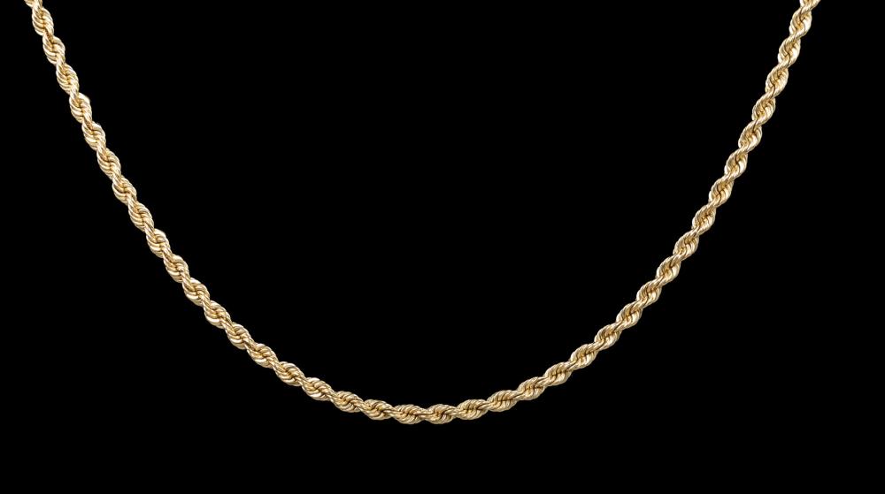 Appraisal: kt Yellow Gold Solid Rope Chain wt dwt