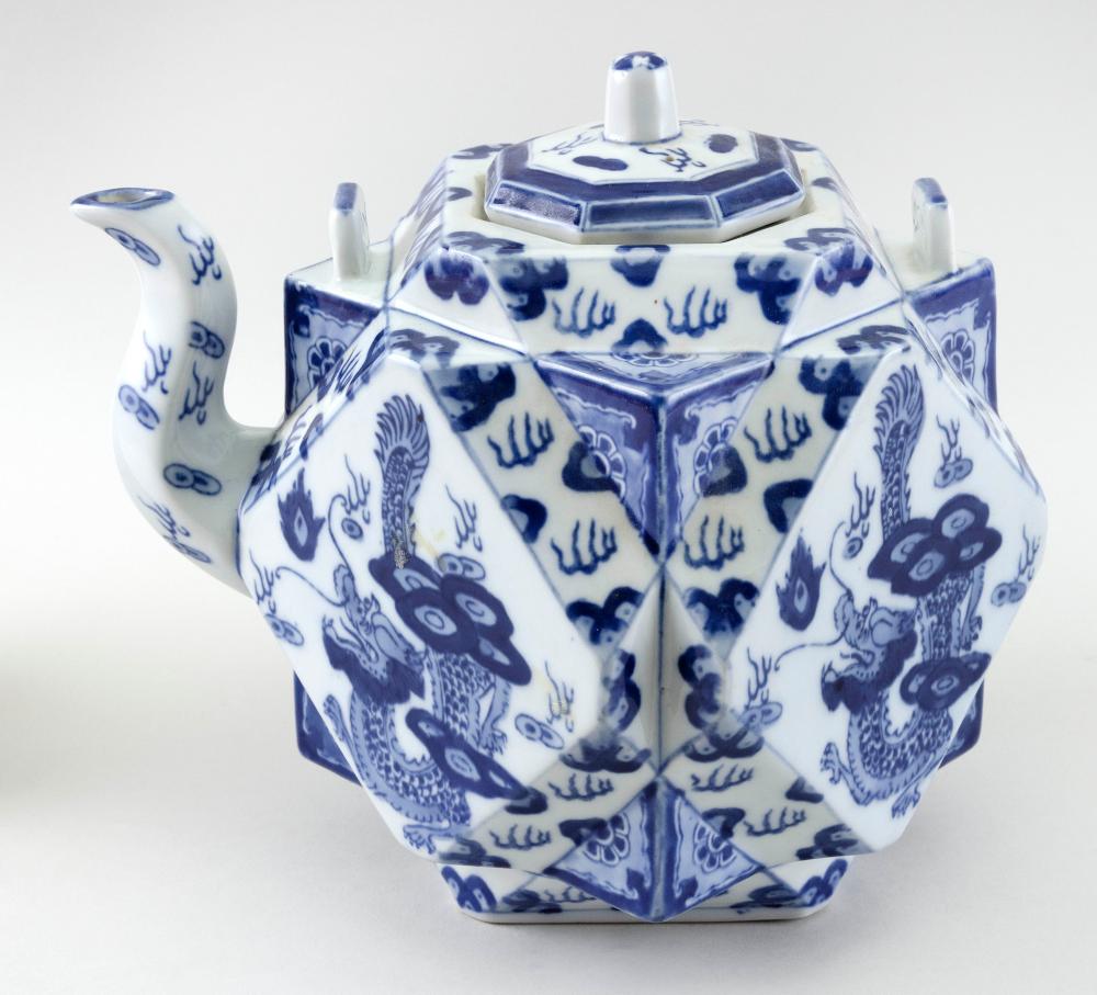 Appraisal: CHINESE BLUE AND WHITE PORCELAIN TEAPOT TH CENTURY HEIGHT LENGTH