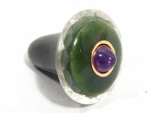 Appraisal: A gold mounted nephrite jade and rock crystal bell push