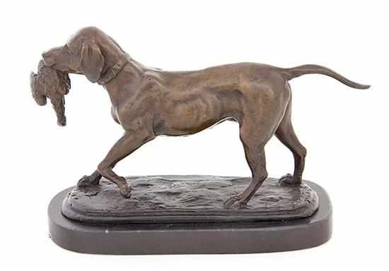 Appraisal: Bronze sculpture of bird dog after Debut Continental th century