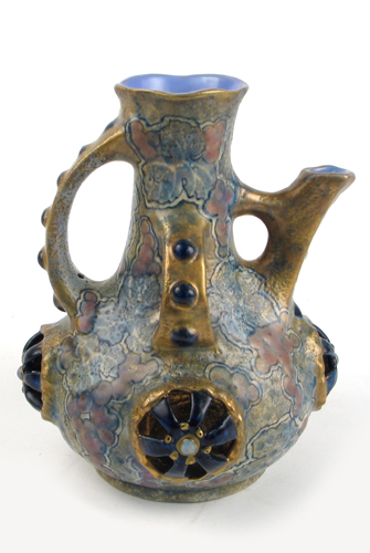 Appraisal: AN AUSTRIAN TEPLITZ AMPHORA POTTERY EWER VASE all-over mottled ground