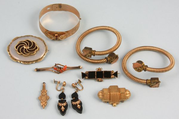 Appraisal: Nine pieces of Victorian gold-filled jewelry including one pair gold-filled