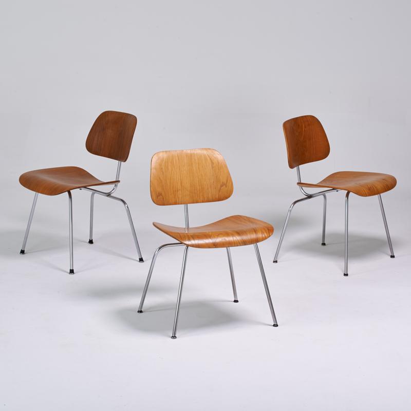 Appraisal: CHARLES AND RAY EAMES HERMAN MILLER Three dining chairs DCM