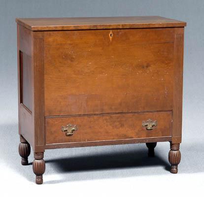 Appraisal: Southern inlaid cherry sugar chest Federal style hinged lid and