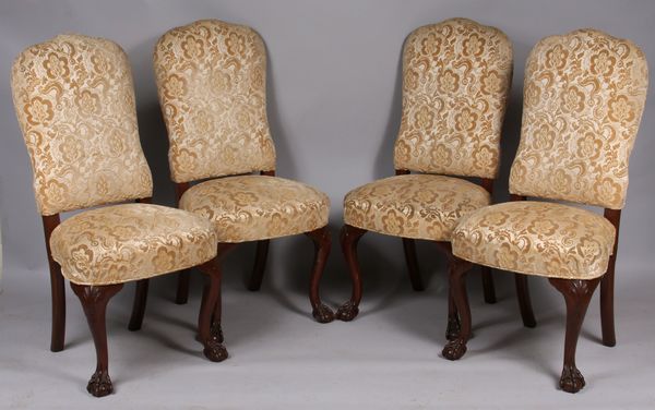 Appraisal: Four Georgian style mahogany upholstered dining chairs h x w