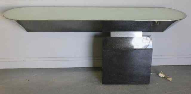 Appraisal: Midcentury Style Chrome and Marble Glass Top Server From a