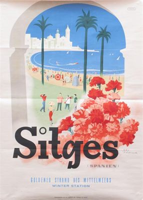 Appraisal: Sitges Spanien ' a lithographic poster by Rey Padilla printed