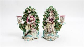 Appraisal: Two English Bocage Figural Candlesticks Height of taller inches Two