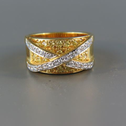 Appraisal: Gold on Sterling Silver Ring yellow and clear stones signed