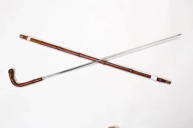 Appraisal: Bamboo Root Sword Cane Ca - A naturally aged Japanese