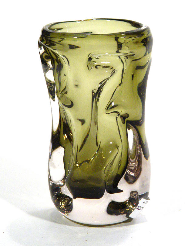 Appraisal: Green knobbly Art glass vase cm high