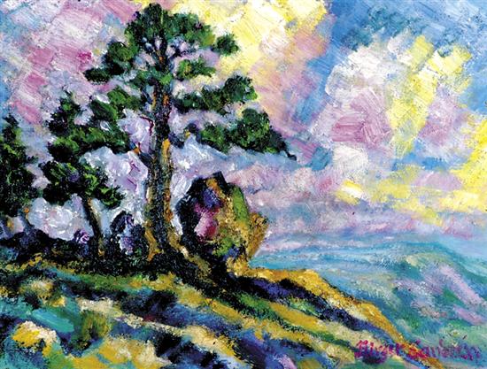 Appraisal: Birger Sandzen circle of Kansas Colorado - VIBRANT LANDSCAPE oil