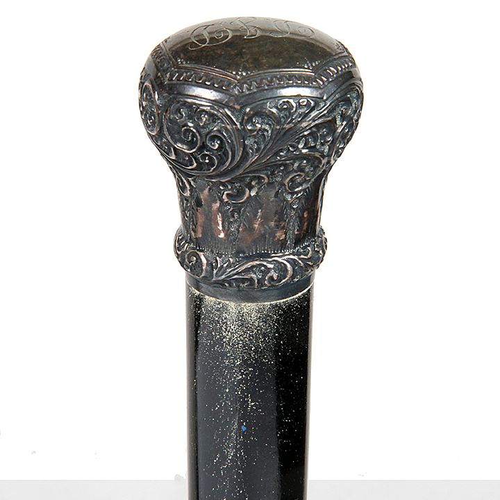 Appraisal: Ornate Silver Dress Cane Ca - A larger than normal