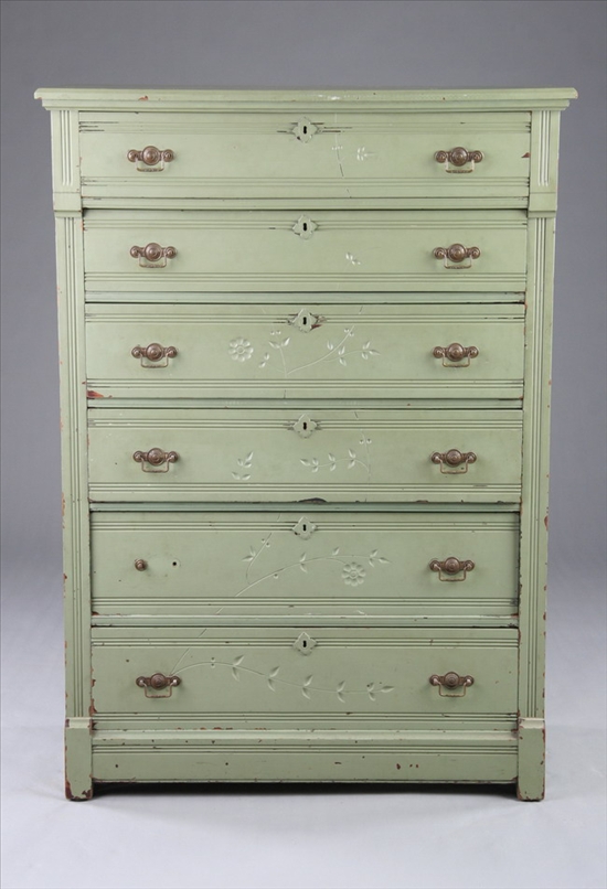 Appraisal: AESTHETIC MOVEMENT PAINTED TALL CHEST OF DRAWERS Late th century