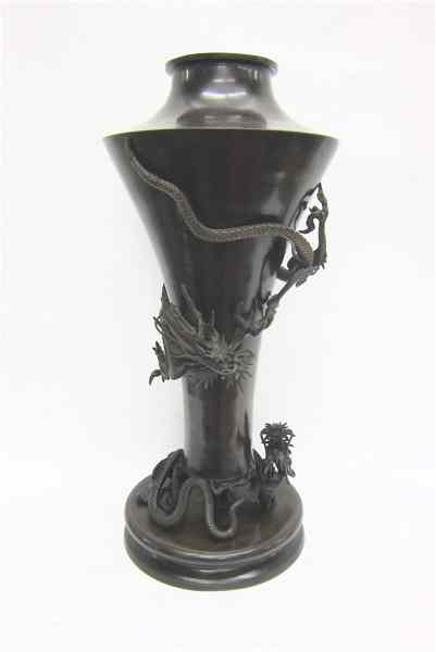 Appraisal: JAPANESE BRONZE FLOOR VASE late Meiji era a footed vasiform