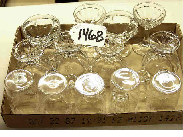 Appraisal: Box lot of clear glass sherbets etched drinking glasses and