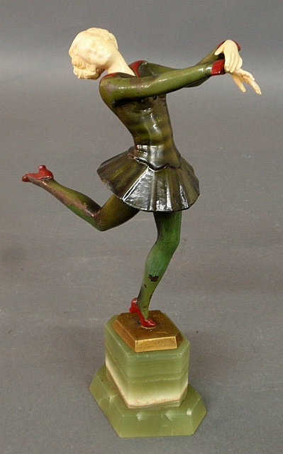 Appraisal: - Lorenzl Josef Austrian - rare painted bronze figure of