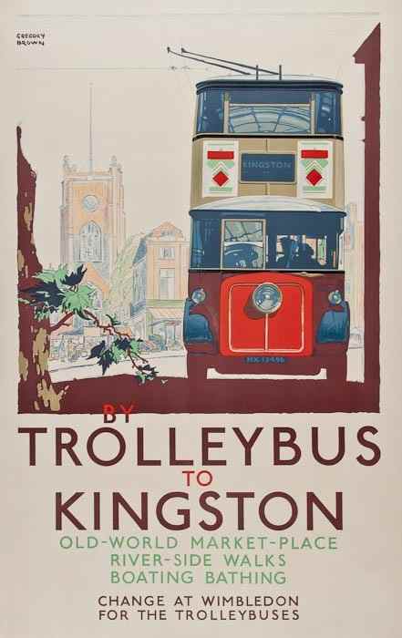 Appraisal: BROWN Gregory F - TROLLEYBUS to KINGSTON lithograph in colours