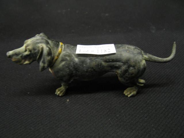 Appraisal: Austria Bronze Dachshund Figurine cold painted attributed to Bergman long