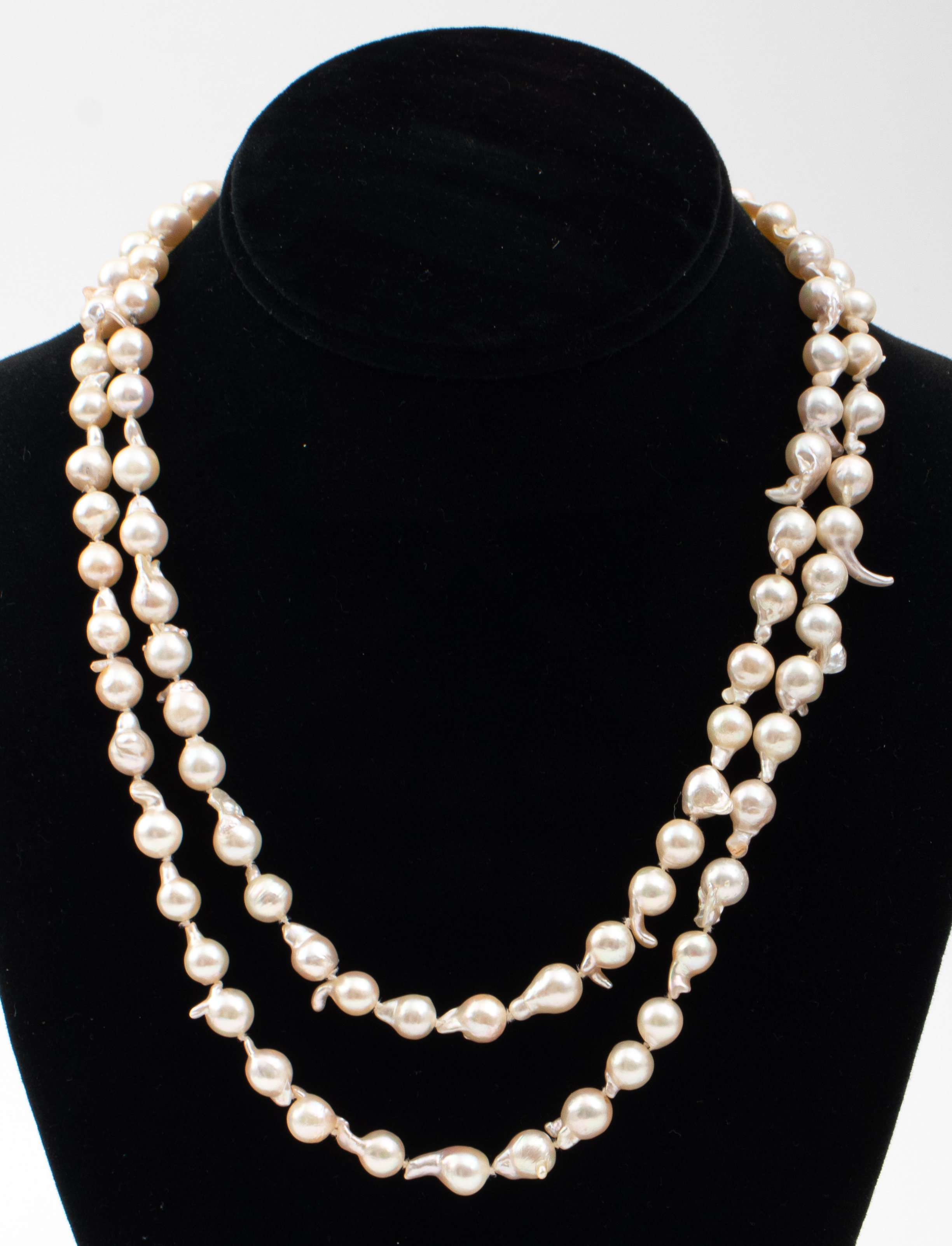 Appraisal: MM BAROQUE CULTURED PEARL NECKLACE long mm baroque cultured hand-knotted