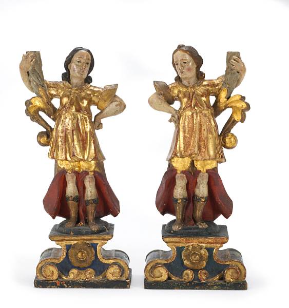 Appraisal: A pair of Spanish Baroque polychrome and parcel gilt figures