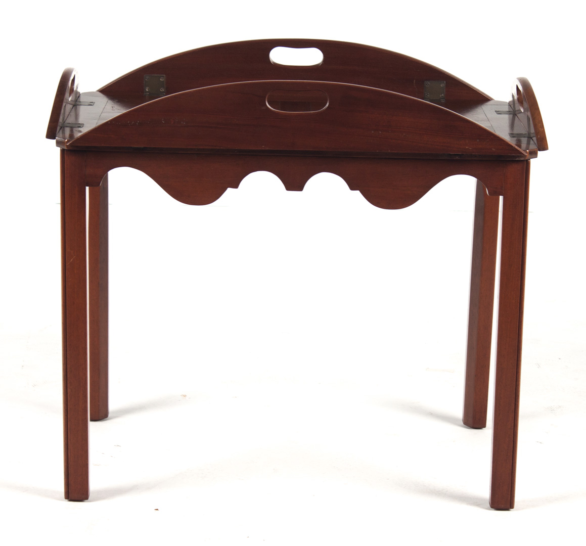 Appraisal: Chippendale style mahogany butler's tray table th century in H