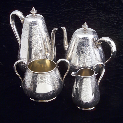 Appraisal: Partial sterling silver coffee service of four highly decorated pieces