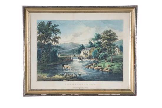 Appraisal: THE MILL-STREAM BY CURRIER IVES Handcolored lithograph Pleasant landscape C