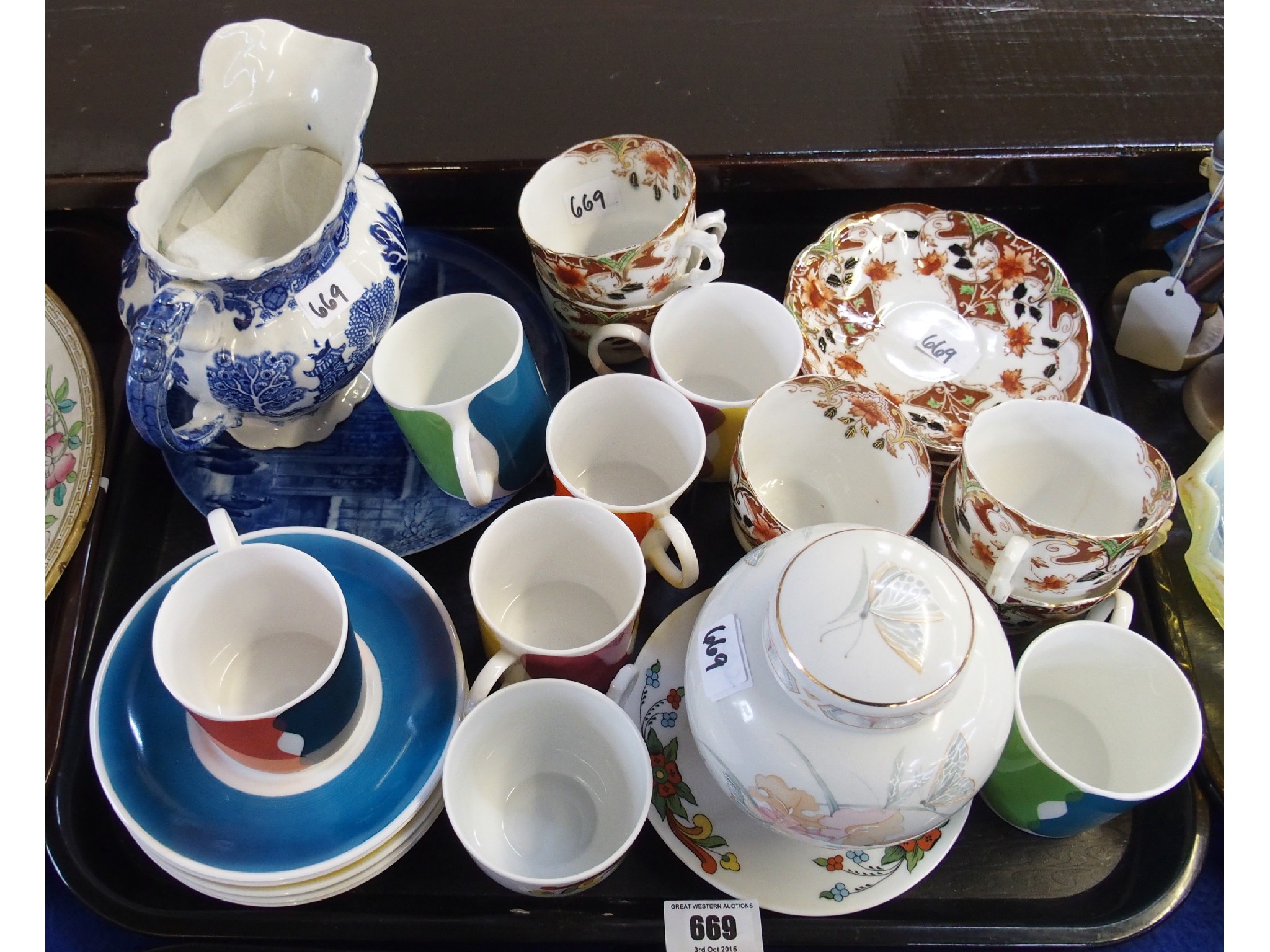 Appraisal: Tray comprising Wedgwood Susie Cooper coffee set English blue and