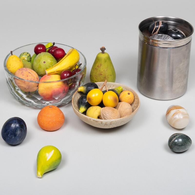 Appraisal: Group of Painted Hardstone Model of Fruit and a Group