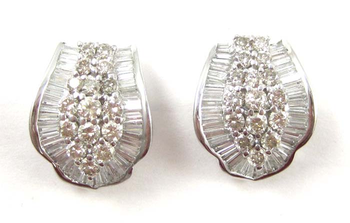 Appraisal: PAIR OF DIAMOND CLUSTER EARRINGS each k white gold earring