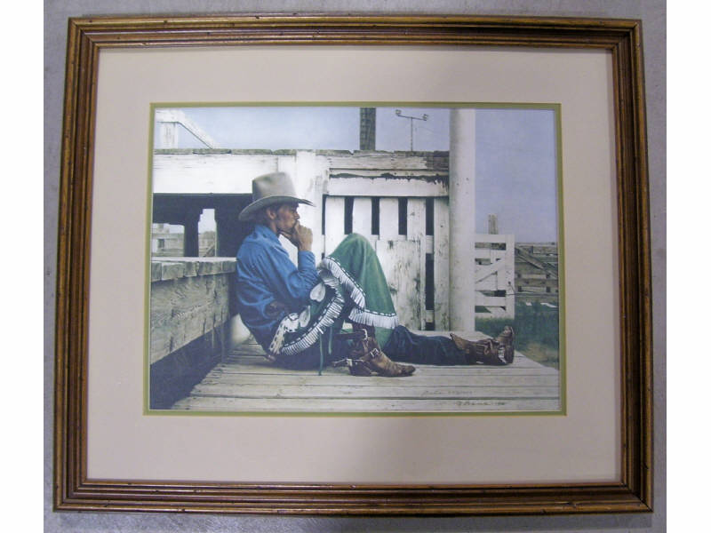 Appraisal: Rookie Bronc Rider by James Bama Framed print pencil signed