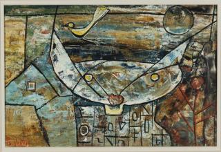 Appraisal: Howard Schleeter American Cat and Canary depicting an abstract composition