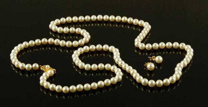 Appraisal: - Mikimoto Pearl Necklace and Earrings Mikimoto strand of pearls