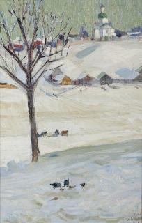 Appraisal: Winter Visitors by Leon Gaspard Leon Gaspard - oil on