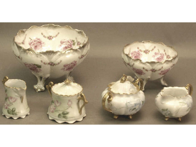 Appraisal: Collection of porcelain includes two matched footed bowls by Tielsch