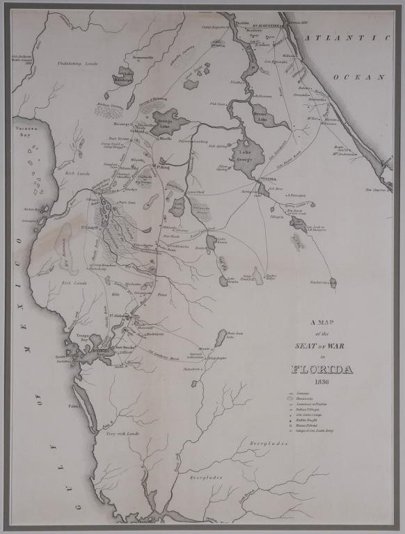 Appraisal: Antique map showing the Seat of War in Florida including