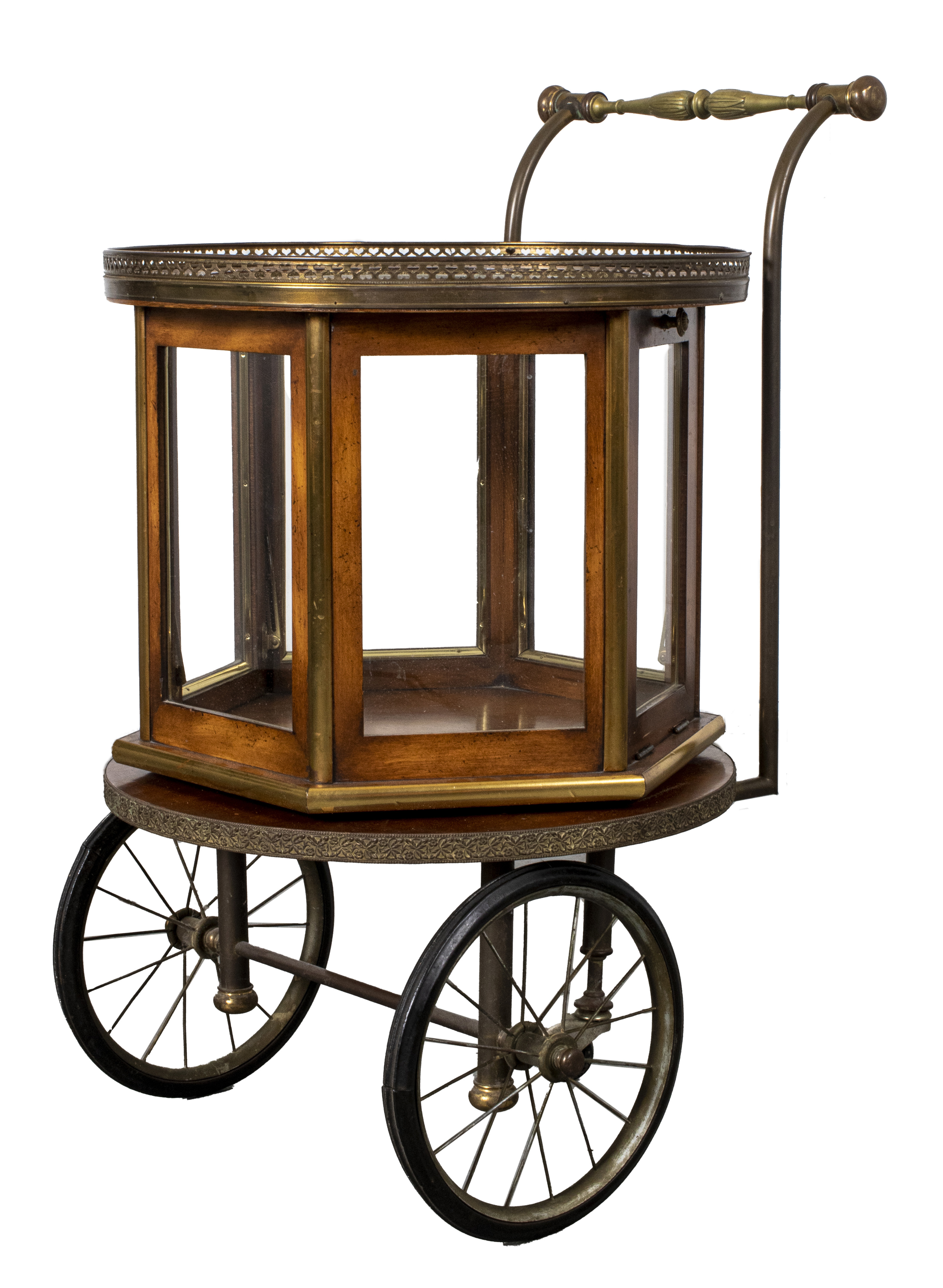 Appraisal: HOLLYWOOD REGENCY DIMINUTIVE BAR CART Hollywood Regency diminutive bar cart