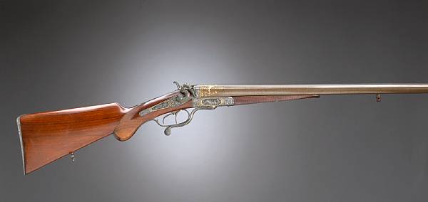 Appraisal: A gauge gold-inlaid German underlever hammer shotgun by Immanuel Meffert