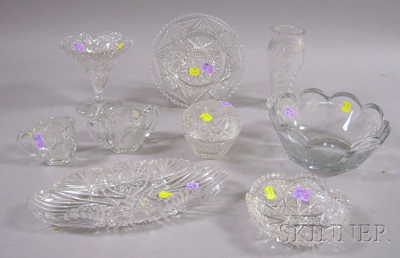 Appraisal: Nine Assorted Colorless Cut Glass Table Items