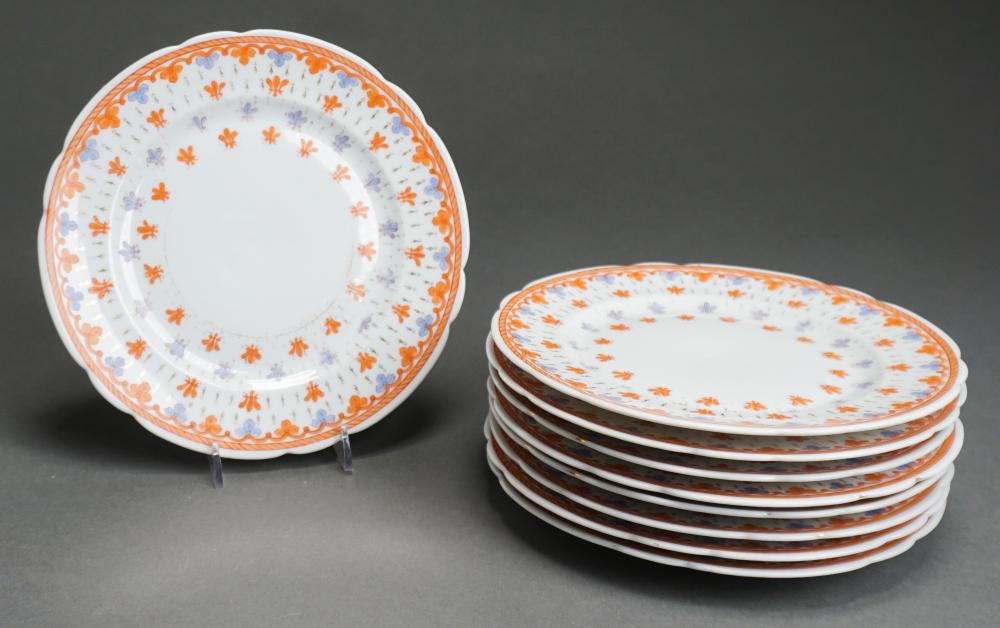 Appraisal: Possibly Japanese Maker -Piece Spode's Fleur-De-Lis-Type Porcelain Salad Plates D