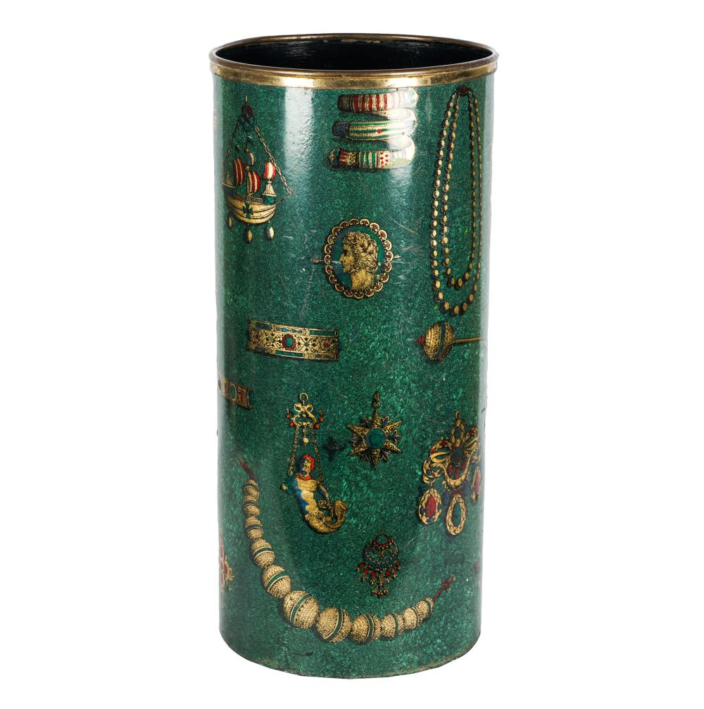 Appraisal: PIERO FORNASETTI PRINTED METAL UMBRELLA STANDMilan Italy signed to underside