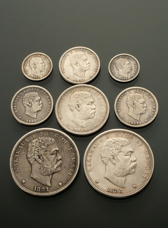 Appraisal: Eight Hawaiian Silver Coins Consisting of two dimes dated three