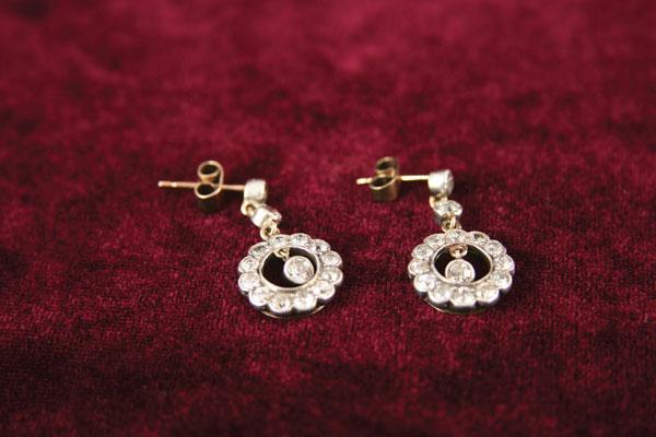 Appraisal: Pair of Diamond Pendant Earrings collet-set brilliant-cut diamonds in circular