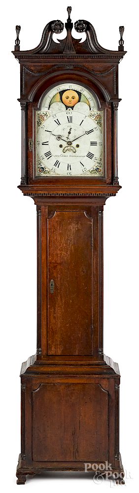 Appraisal: Pennsylvania Chippendale cherry tall case clock Exclusive on Bidsquare Pennsylvania