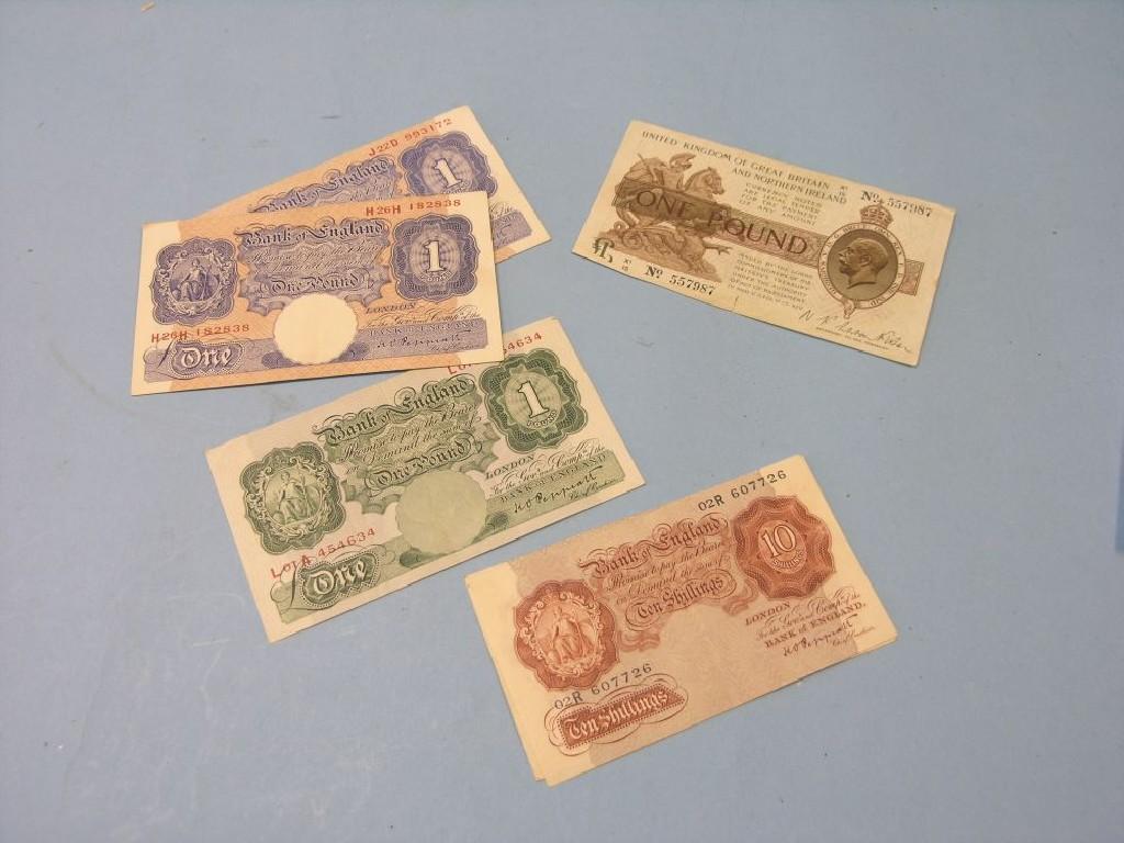 Appraisal: Nine various bank notes Chief Cashier largely Peppiatt