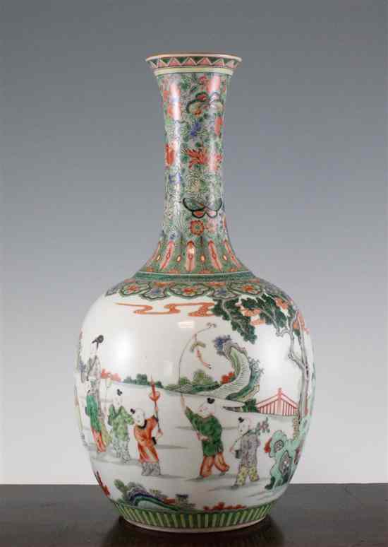 Appraisal: A Chinese famille verte bottle vase Guangxu mark but later