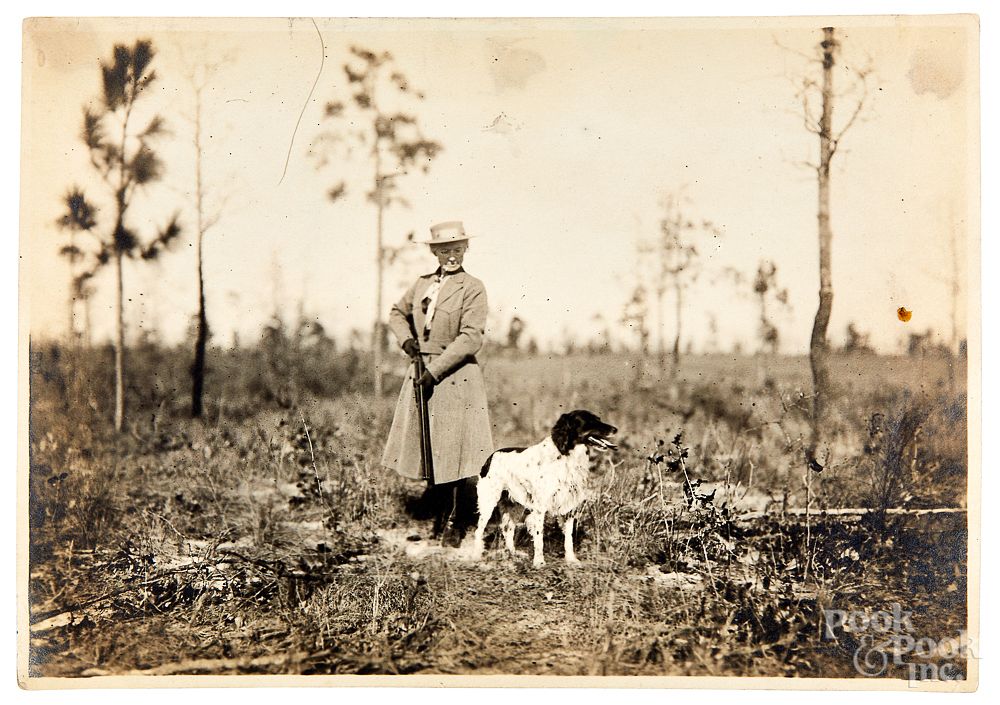 Appraisal: Annie Oakley Silver gelatin hunting photograph Annie Oakley silver gelatin