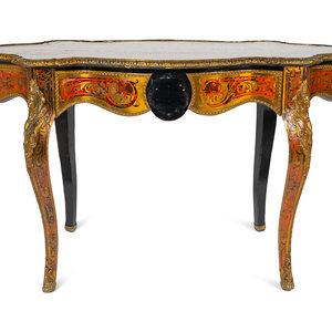 Appraisal: A Napoleon III Style Brass and Tortoise Shell Inlaid Center